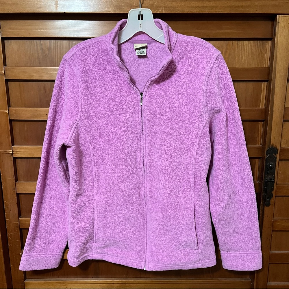 LL Bean Fleece Mock Turtleneck Full Zip-up Jacket, Women’s Small, Lavender